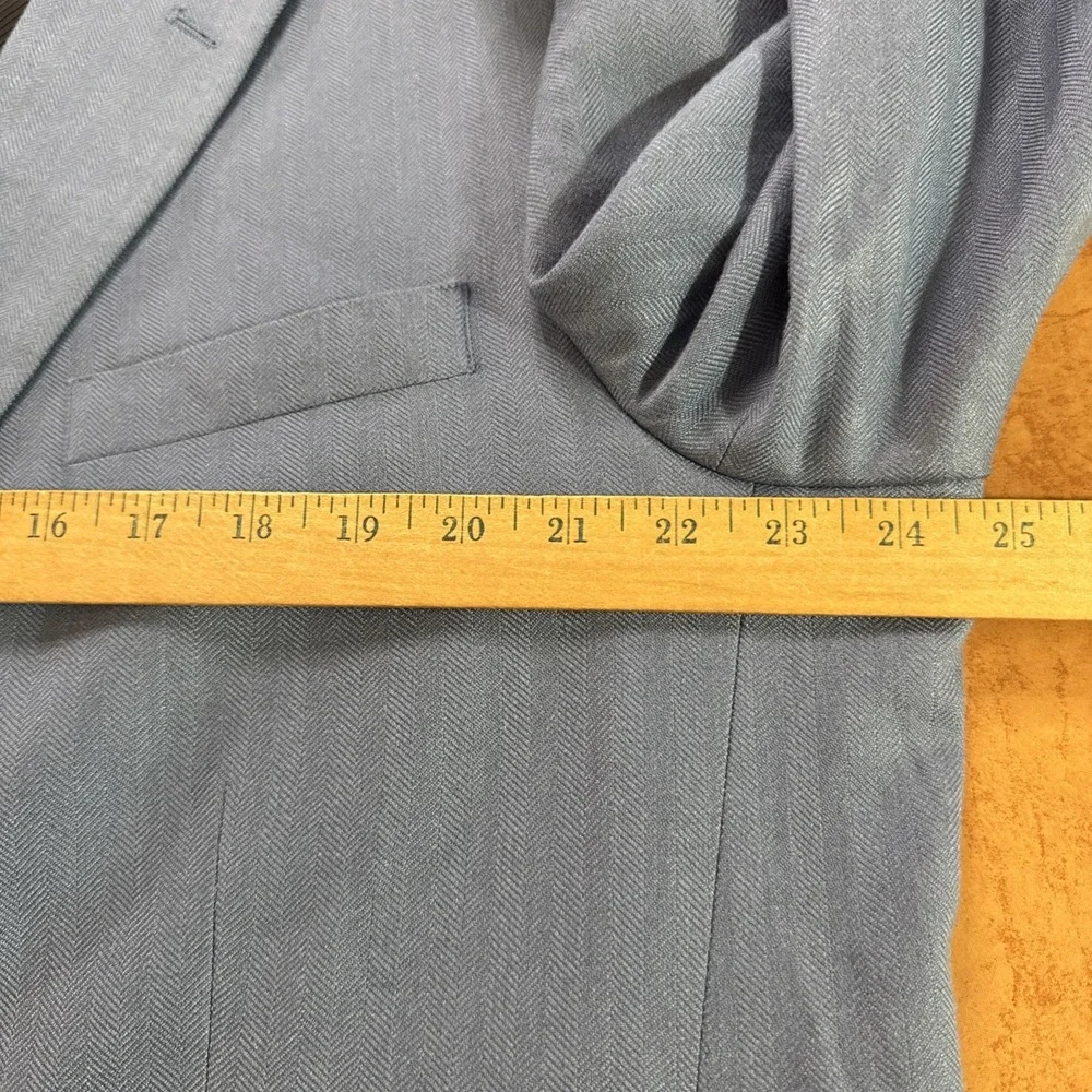 Hunt Valley 46L Portly Fit Blue Herringbone Silk Bamboo Blazer Sport Coat Jacket